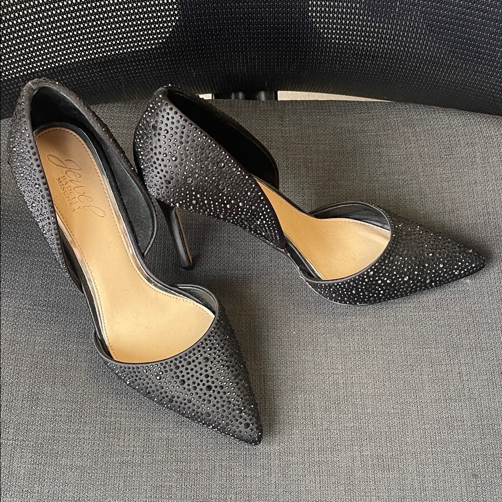 Badgley Mischka Black Rhinestone Heels